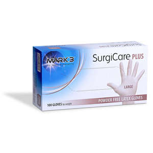 SurgiCare Plus Latex Exam Gloves 100/bx - MARK3
