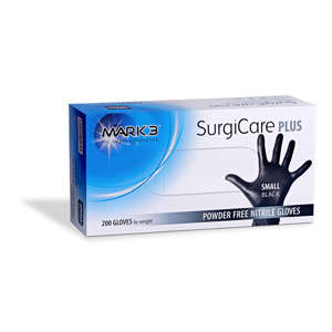 SurgiCare Plus Nitrile Exam Gloves Black 200/bx- MARK3
